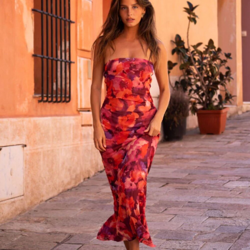 Avani Floral Strapless Dress